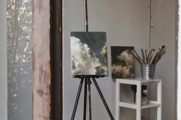 oil painting on canvas stand